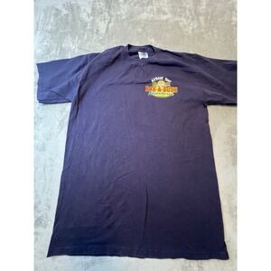 Majestic‎ T Shirt Mens Large Navy Airboat Tour Bak A Bush Belize Graphic